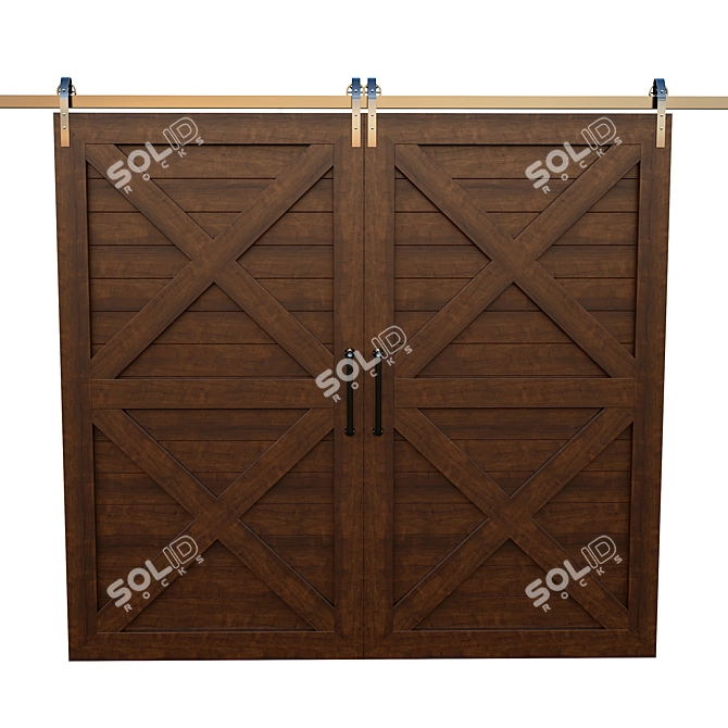 Rustic Barn Door 3D Model 3D model image 1