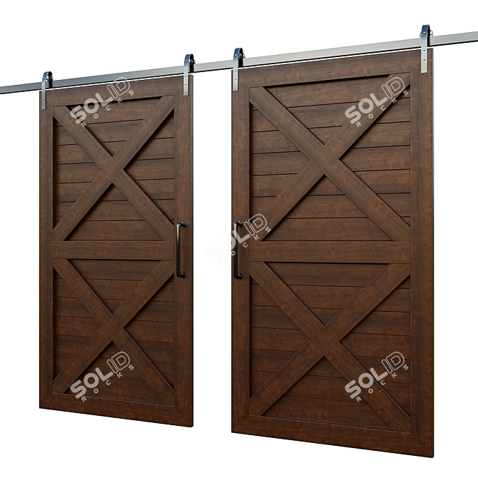 Rustic Barn Door 3D Model 3D model image 3