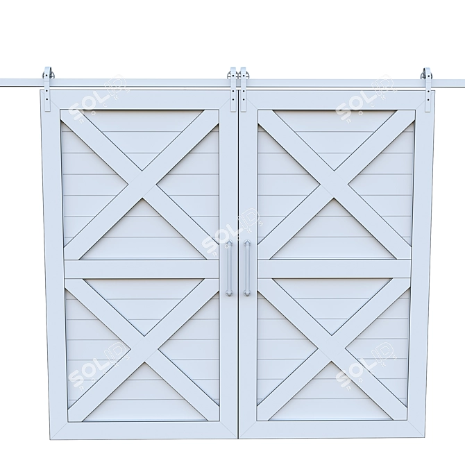 Rustic Barn Door 3D Model 3D model image 5