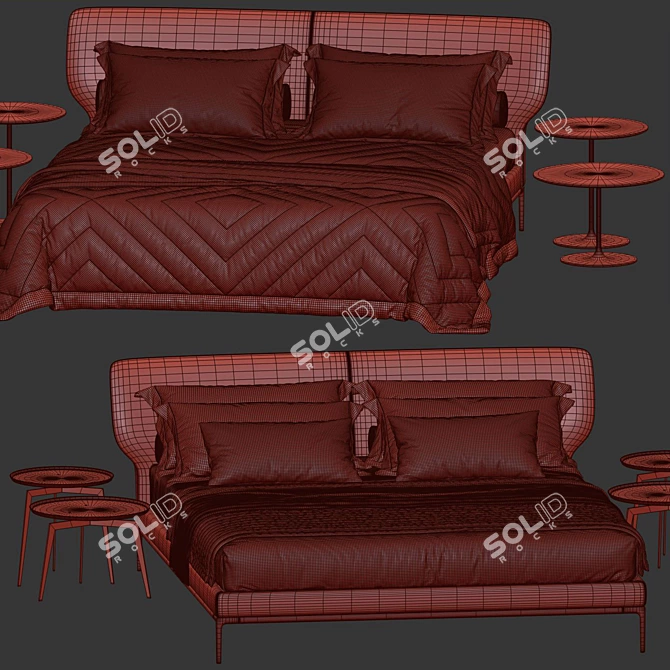 Modern Maya Bed Model Unwrapped 3D model image 6