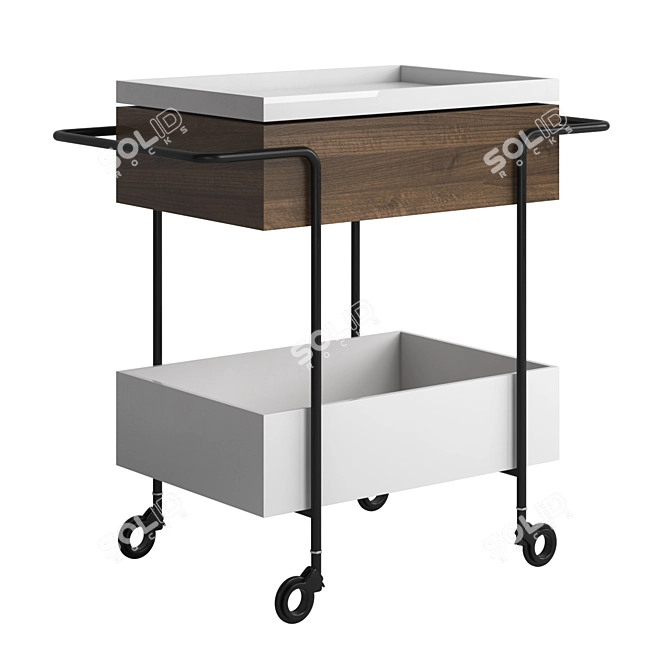 Streamlined Bar Cart with Removable Tray 3D model image 1