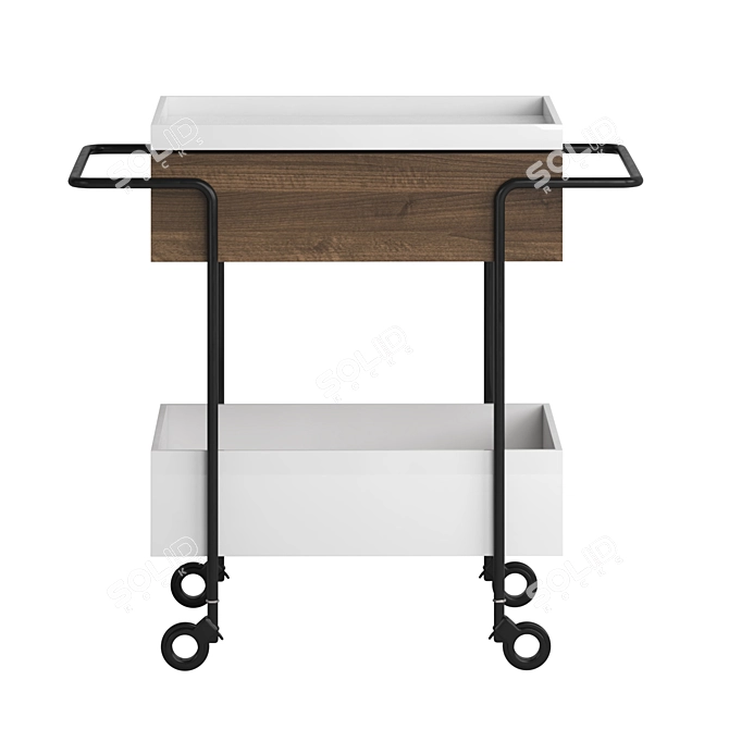 Streamlined Bar Cart with Removable Tray 3D model image 2