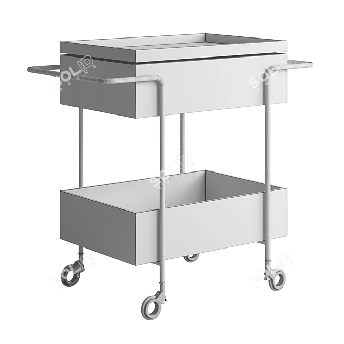 Streamlined Bar Cart with Removable Tray 3D model image 4