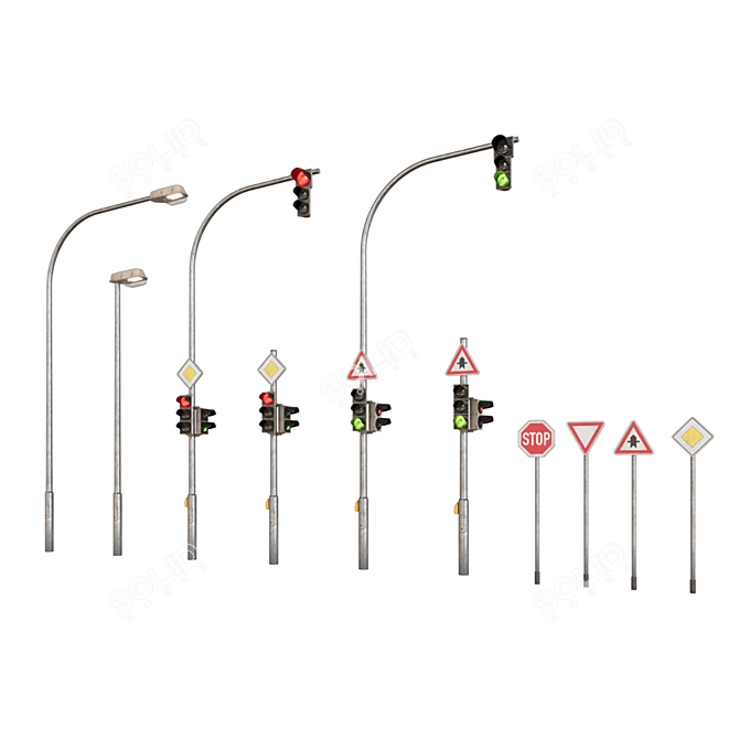 Modular Traffic Light Set 3D model image 1