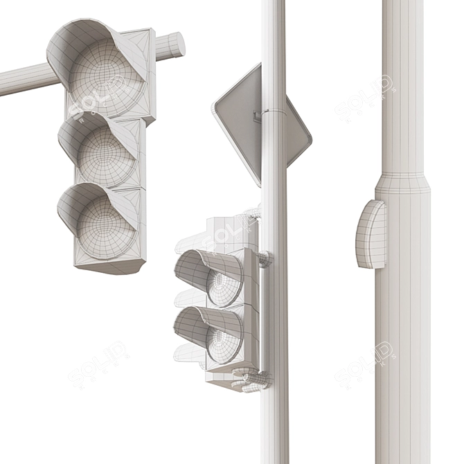 Modular Traffic Light Set 3D model image 10