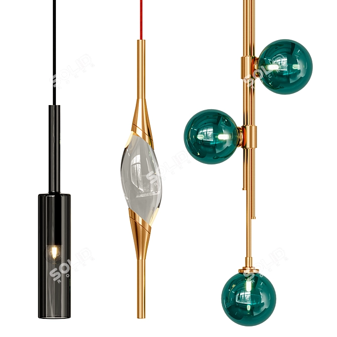 Elegant Glass Pendant Lighting Collection 3D model image 1