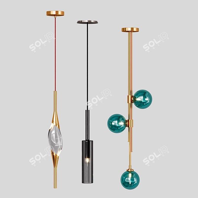 Elegant Glass Pendant Lighting Collection 3D model image 2