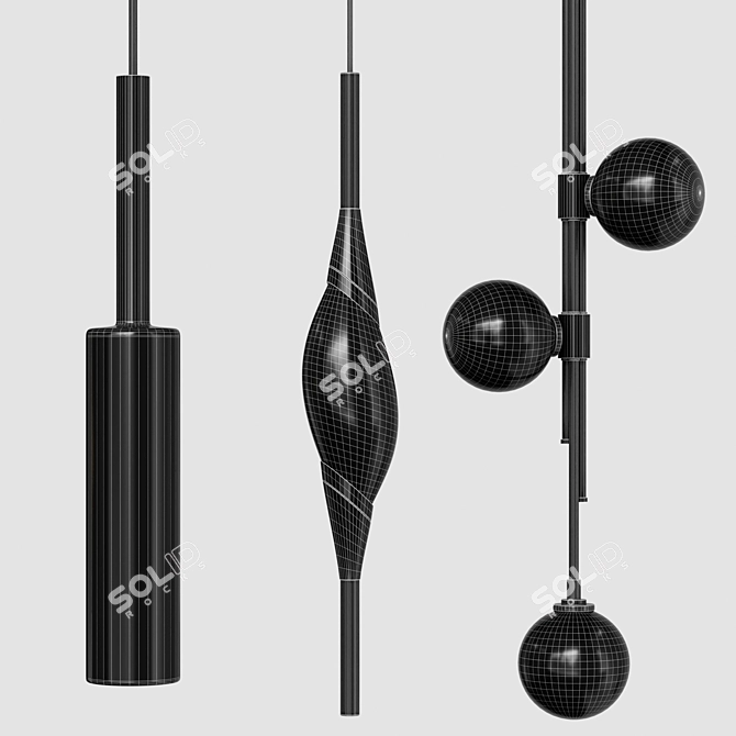 Elegant Glass Pendant Lighting Collection 3D model image 4