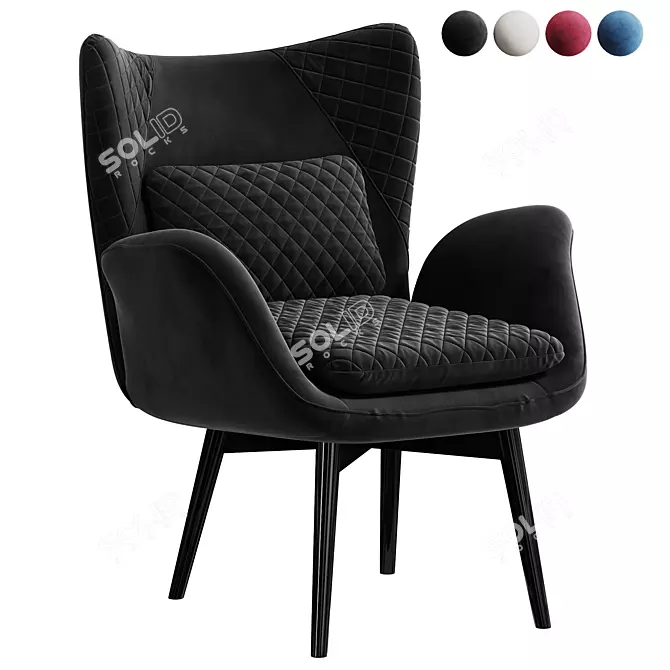 Royal Velvet Accent Chair 3D model image 2