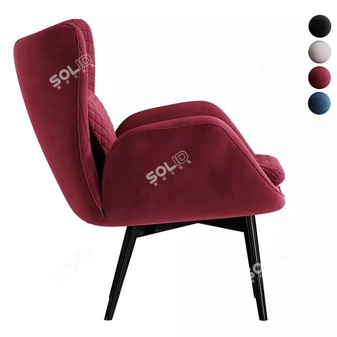 Royal Velvet Accent Chair 3D model image 4