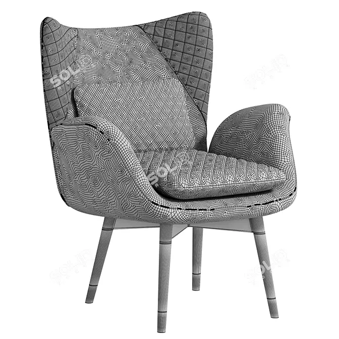 Royal Velvet Accent Chair 3D model image 6