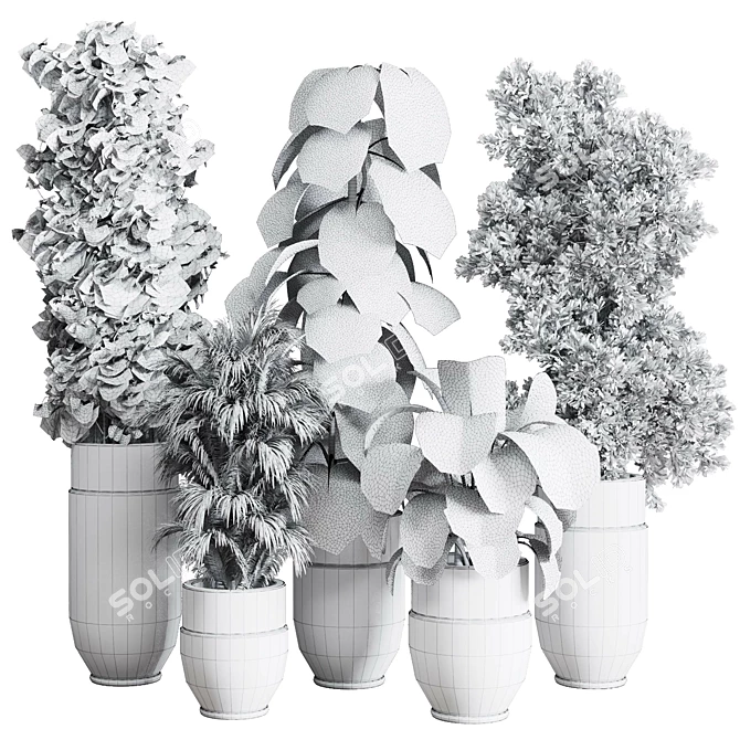  3D Indoor Plant Set with Longhi Godwin Pot 3D model image 7