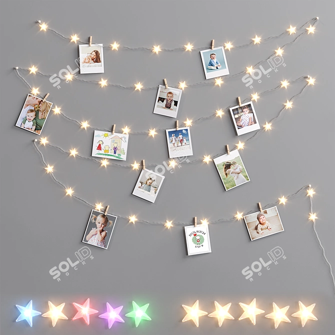 Star Garland Wall Decor 3D model image 1