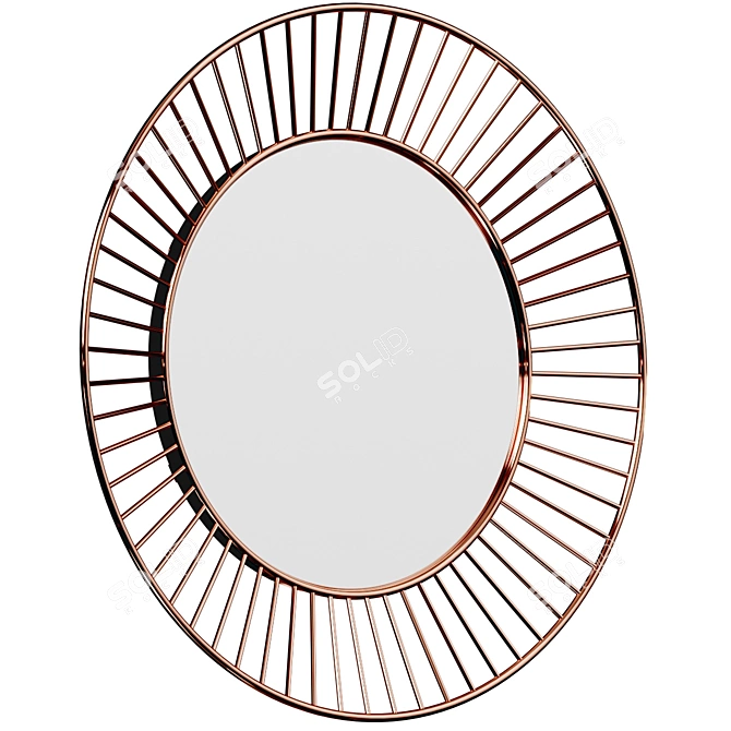Gleaming Art Deco Copper Mirror 3D model image 1