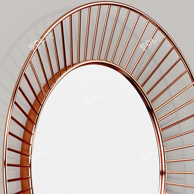 Gleaming Art Deco Copper Mirror 3D model image 2