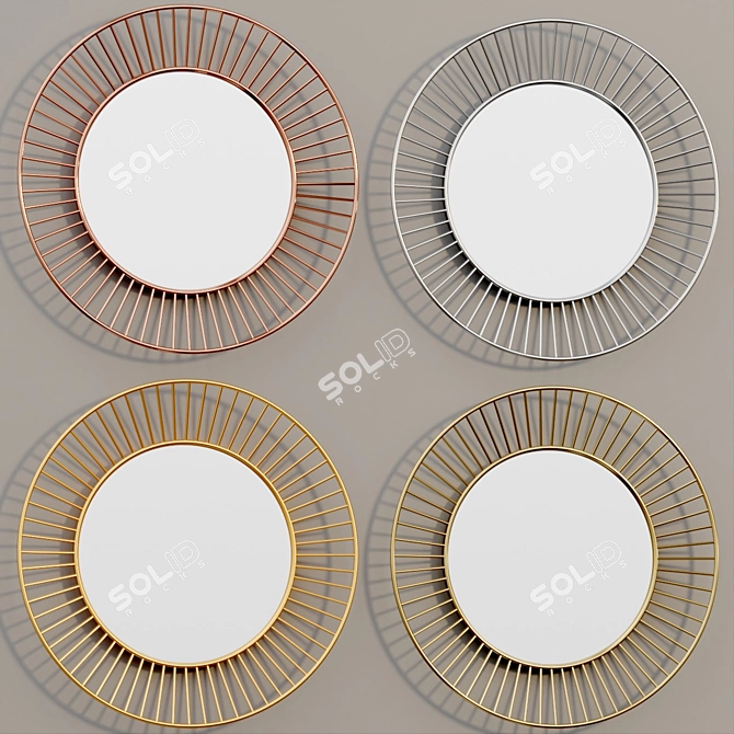 Gleaming Art Deco Copper Mirror 3D model image 3