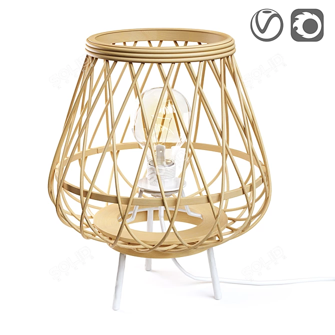 Bamboo Ritual Tripod Lamp 3D model image 1