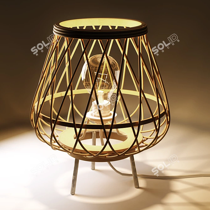 Bamboo Ritual Tripod Lamp 3D model image 3