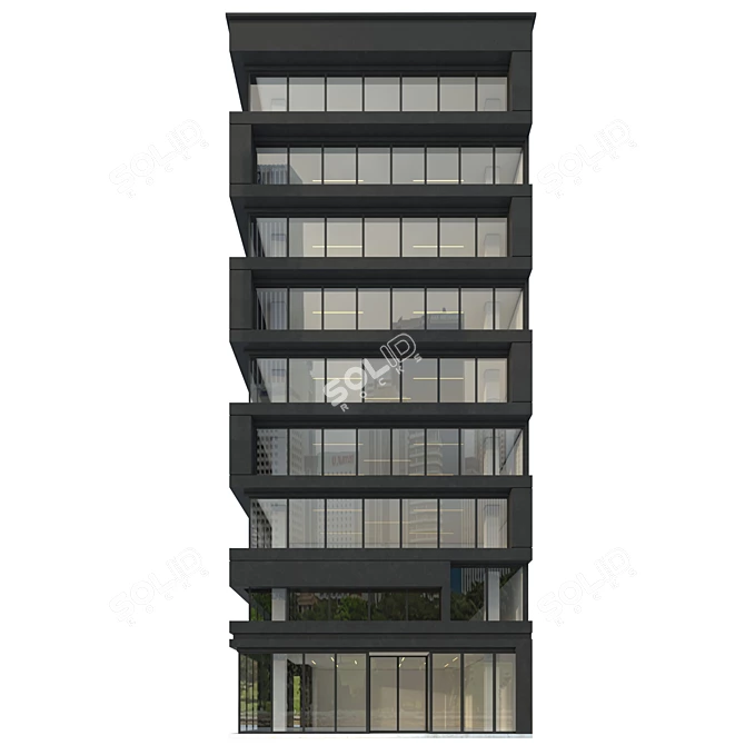 Accurate Modern Office Building Model 3D model image 2