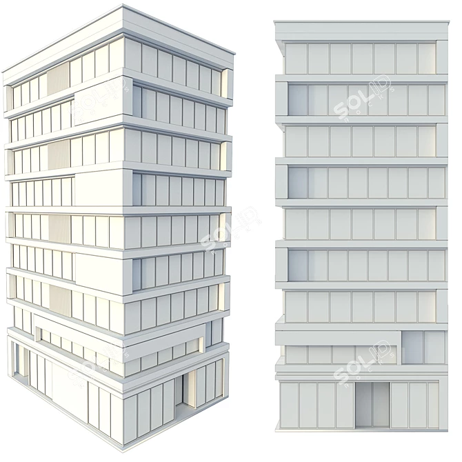 Accurate Modern Office Building Model 3D model image 5