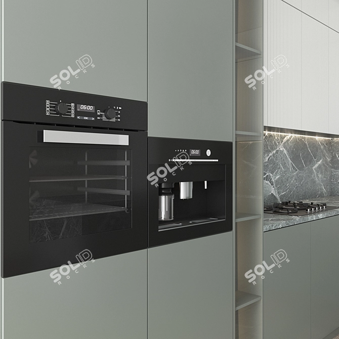 Modern Dual Material Kitchen 84 3D model image 3