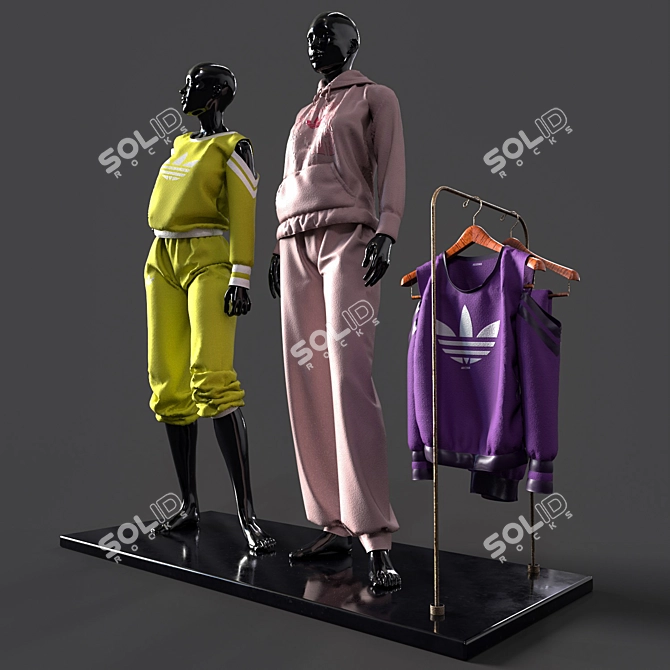 Sportswear Duo Mannequins 3D model image 2