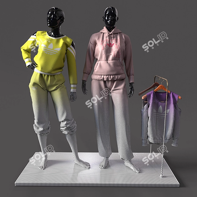 Sportswear Duo Mannequins 3D model image 4