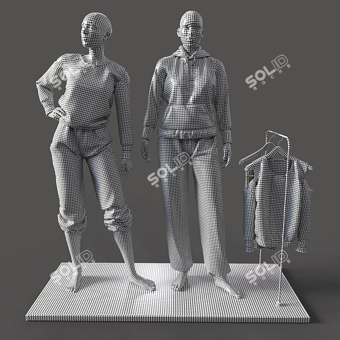 Sportswear Duo Mannequins 3D model image 5