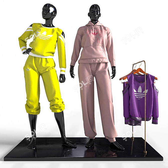 Sportswear Duo Mannequins 3D model image 6