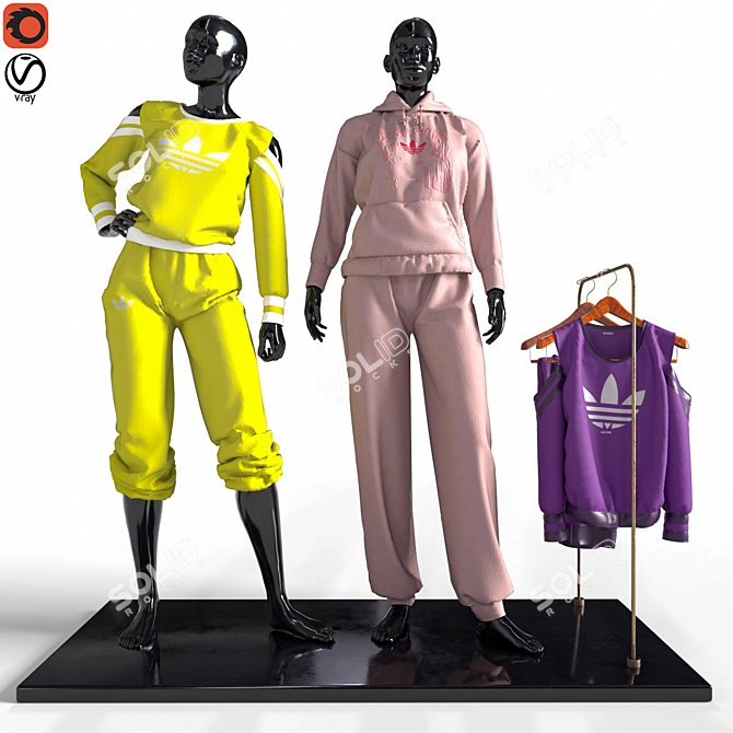 Sportswear Duo Mannequins 3D model image 12