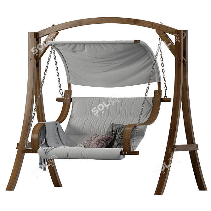 Title: Outdoor Wood Swing Seat 3D model image 3