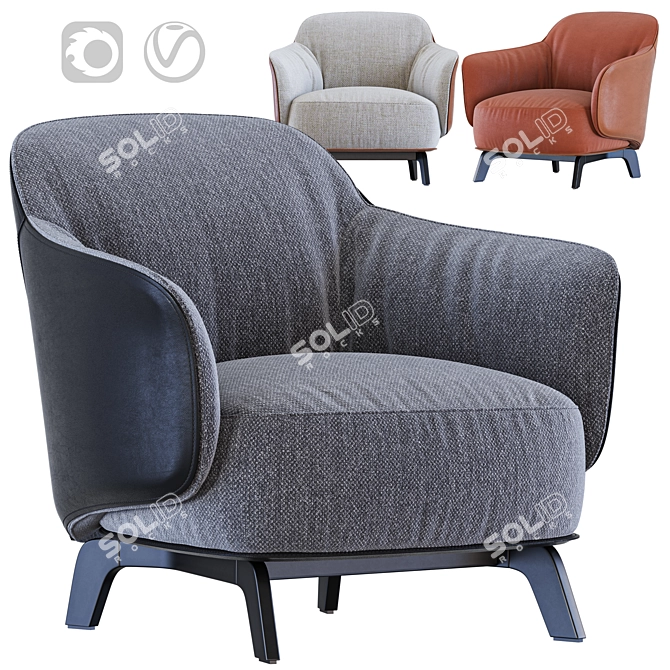 Elegant KAORI Luxury Armchair 3D model image 1