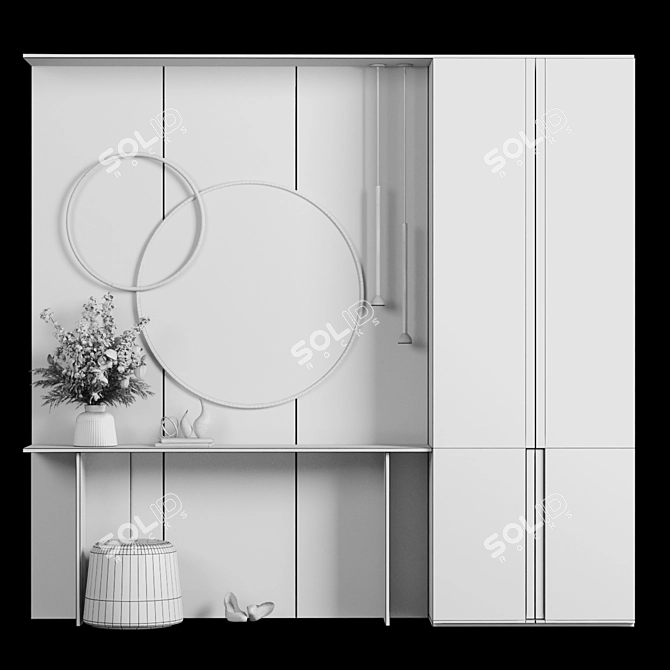 Modern Entryway Display Shelf 3D model image 4