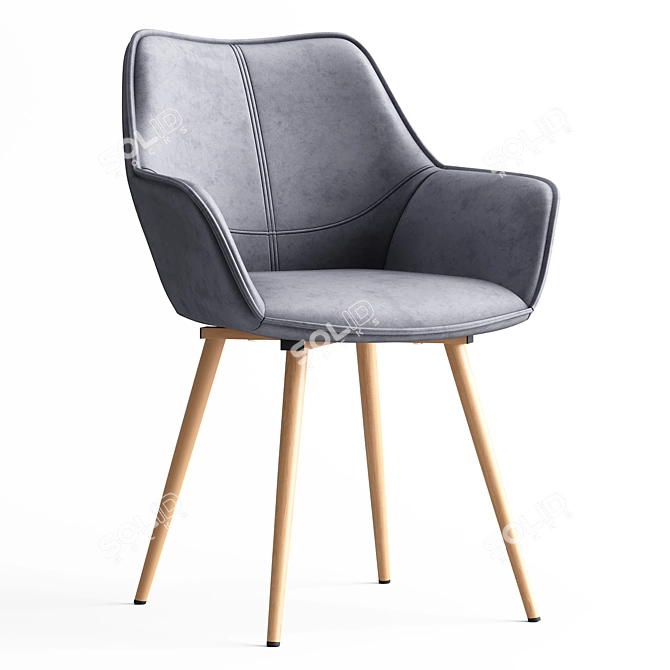 Modern Gray Wood Ursula Chair 3D model image 1