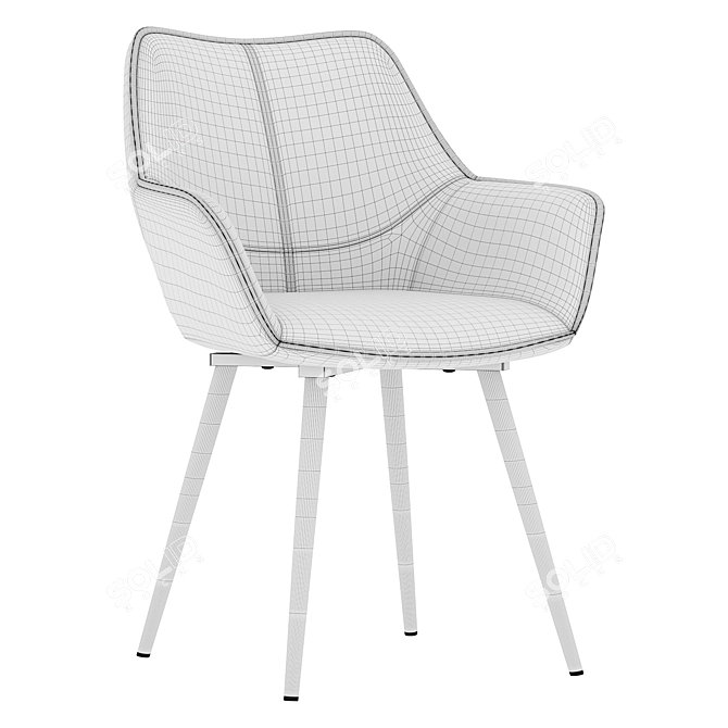 Modern Gray Wood Ursula Chair 3D model image 2