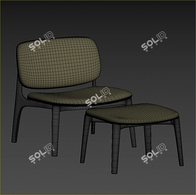 Modern Poliform Curve Armchair 3D model image 4