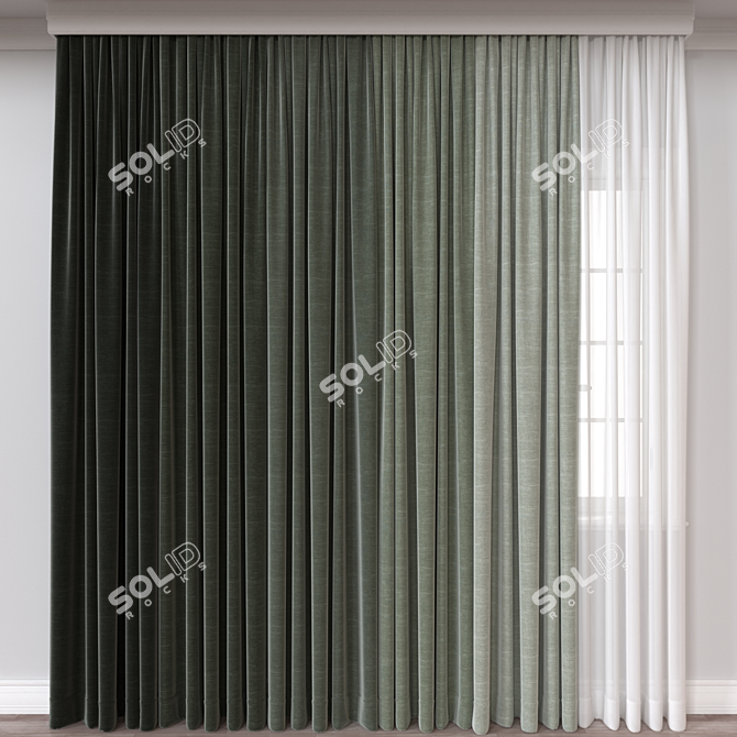 3D Curtain Model 297 3D model image 1