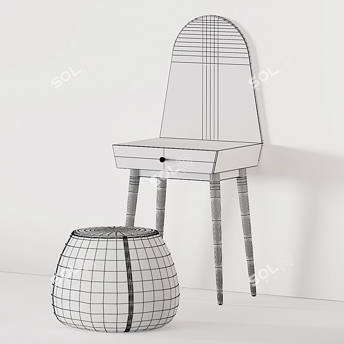 Modern Scandinavian Oak Dressing Table 3D model image 3