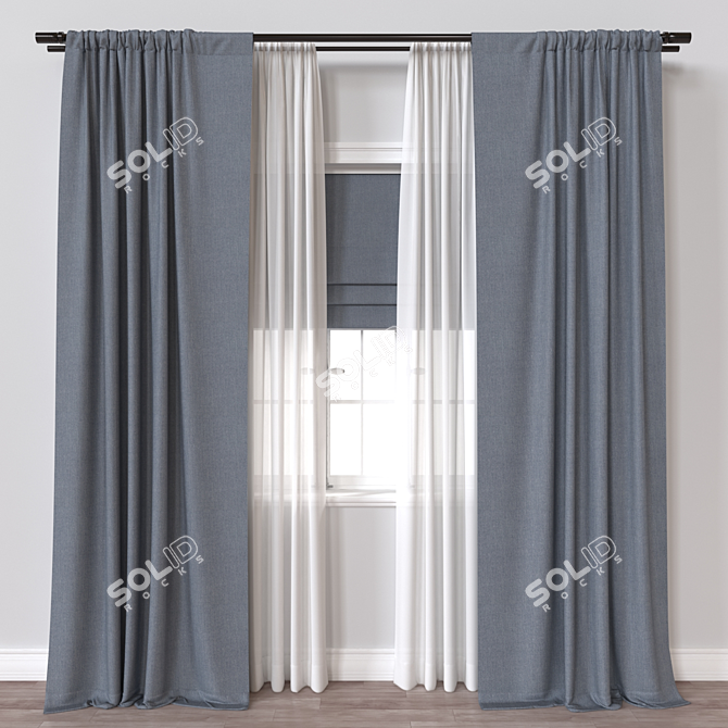 3D Curtain Model Mesh OBJ 3D model image 1