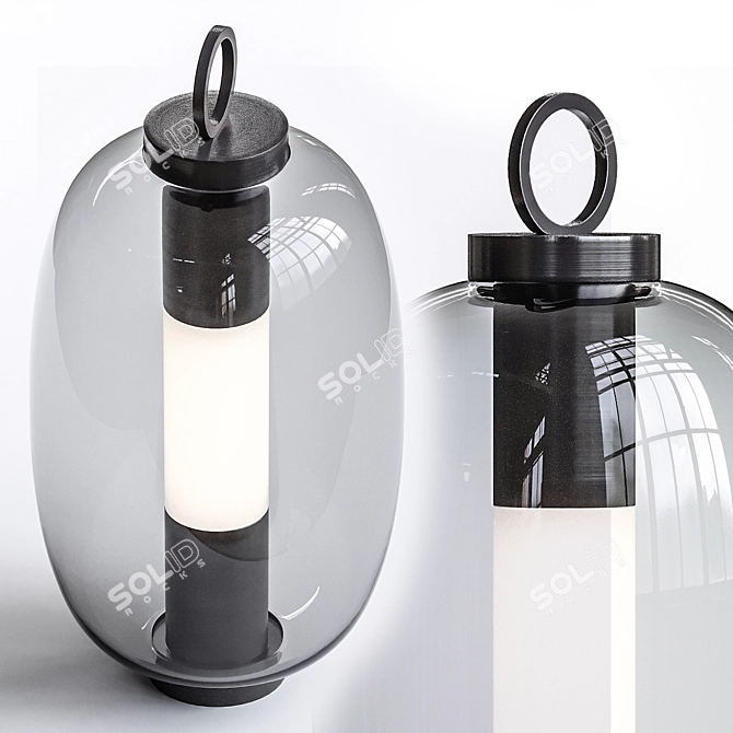 Modern Glass Outdoor Wall Lantern 3D model image 2