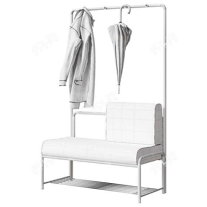 Metal Entryway Bench Thomes 3D model image 2