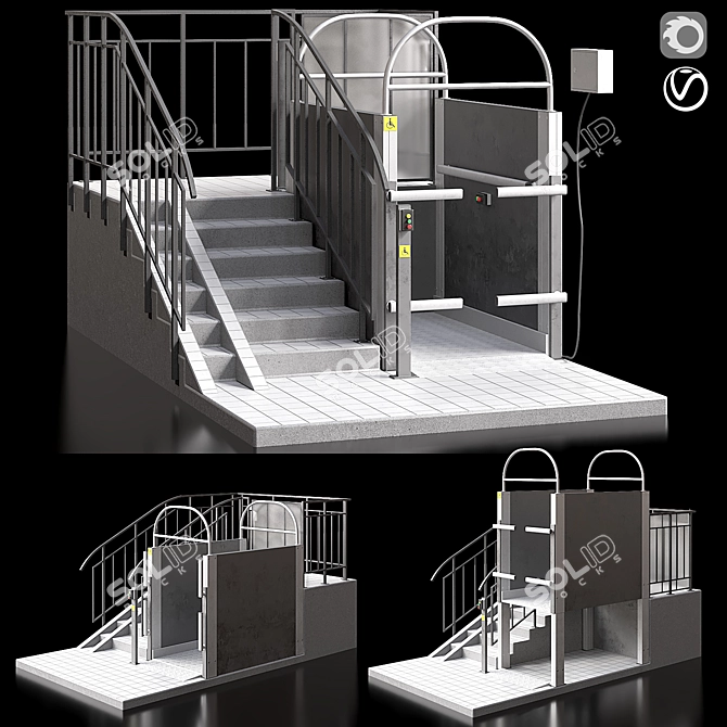 Motorized Disabled Lift Platform 3D model image 1