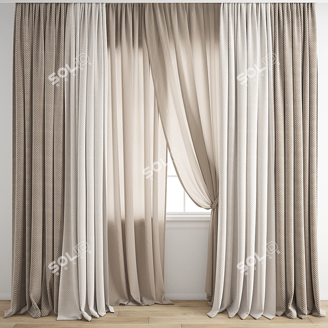 Premium 3D Curtain Model Kit 3D model image 1