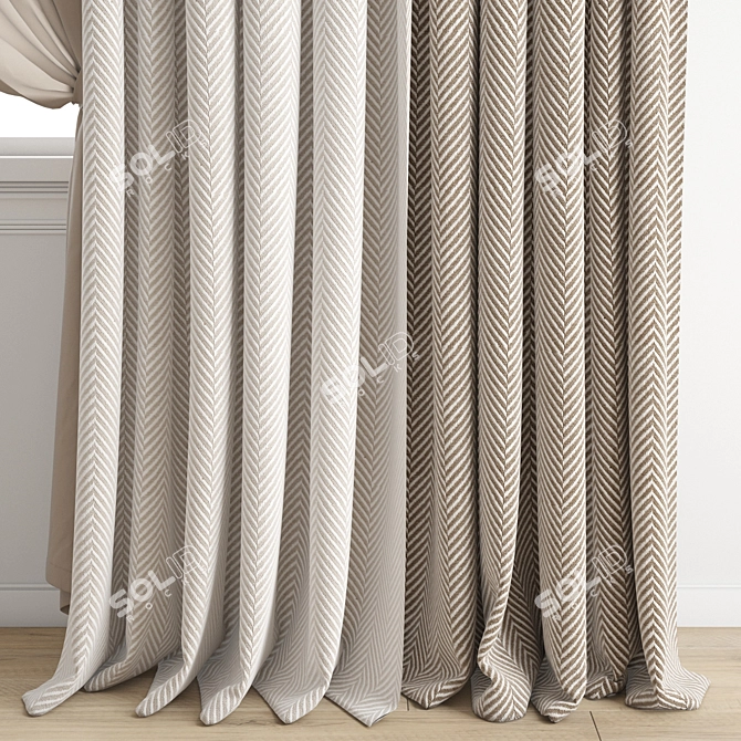 Premium 3D Curtain Model Kit 3D model image 2