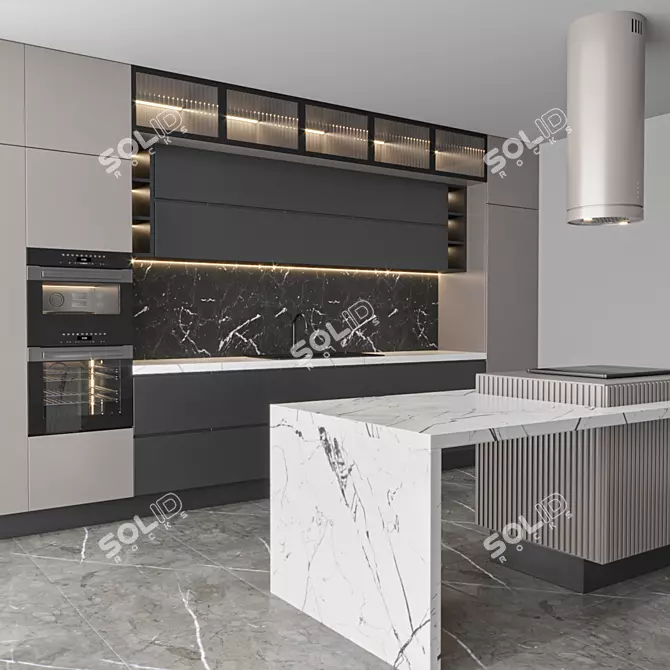 Efficient 3D Kitchen Model. Vray/Corona. 3D model image 3