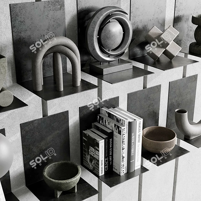 Modern Metal Decorative Book Rack 3D model image 4