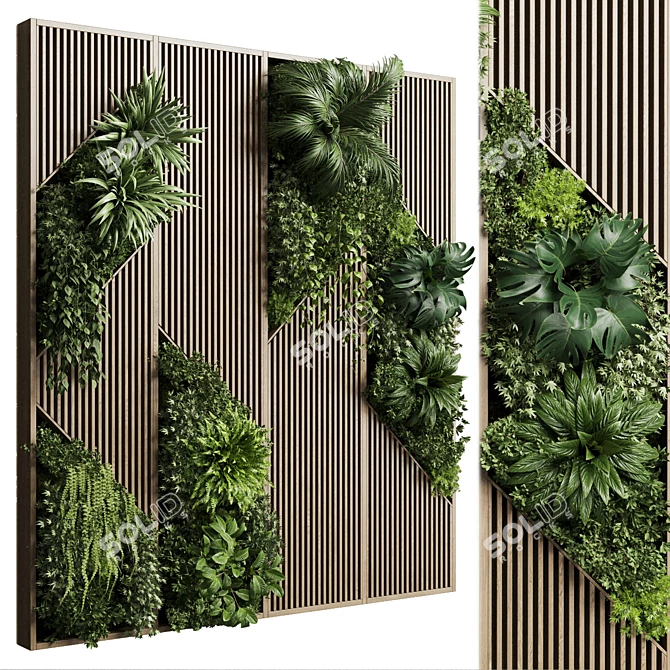 Wooden Frame Vertical Garden 3D model image 1