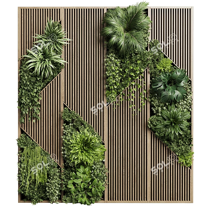 Wooden Frame Vertical Garden 3D model image 2