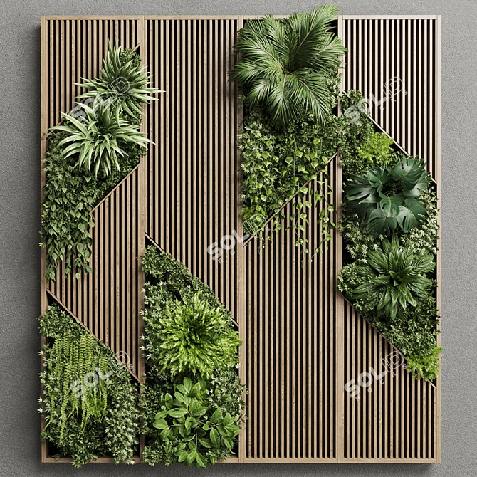 Wooden Frame Vertical Garden 3D model image 3