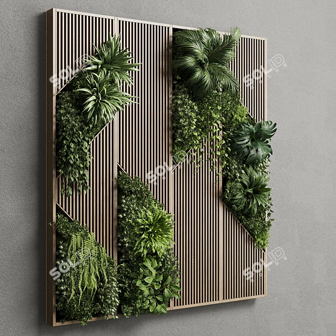 Wooden Frame Vertical Garden 3D model image 4